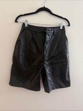 H&M Black Faux Leather Shorts
